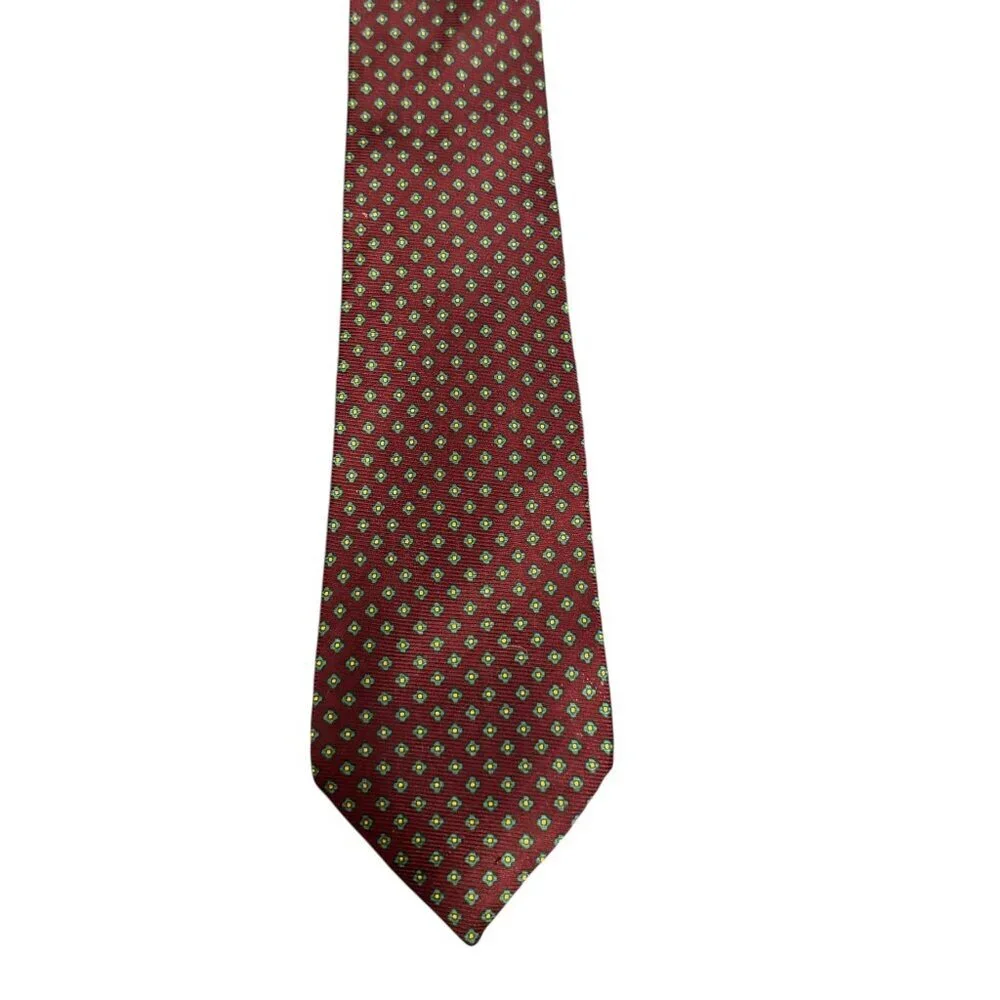Lauren Ralph Lauren Silk Tie Red Geometric Pattern 3.5